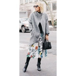 Zimmermann Cocoon Cape 3/4 Sleeve Mohair Black Wool Coat